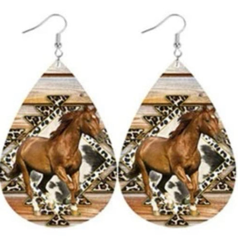 Waterdrop horse earrings