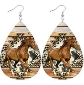 Waterdrop horse earrings