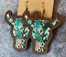 Load image into Gallery viewer, Wooden cow head earrings