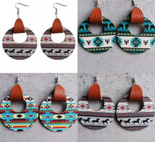 Load image into Gallery viewer, Western Wooden circle earrings