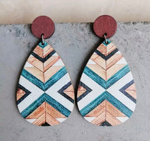 Load image into Gallery viewer, Aztec Wooden post earrings