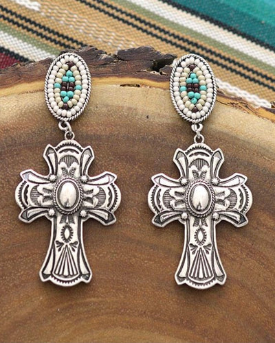 Beaded Cross earrings