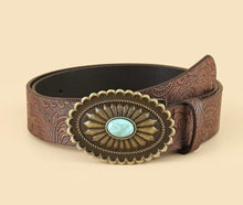 Load image into Gallery viewer, Paisley tooled belt/buckle