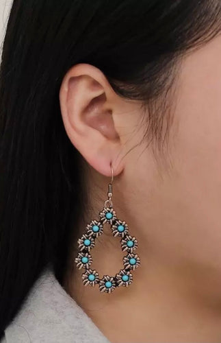 Turquoise edged teardrop earrings