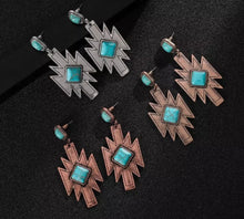 Load image into Gallery viewer, Aztec turquoise earrings