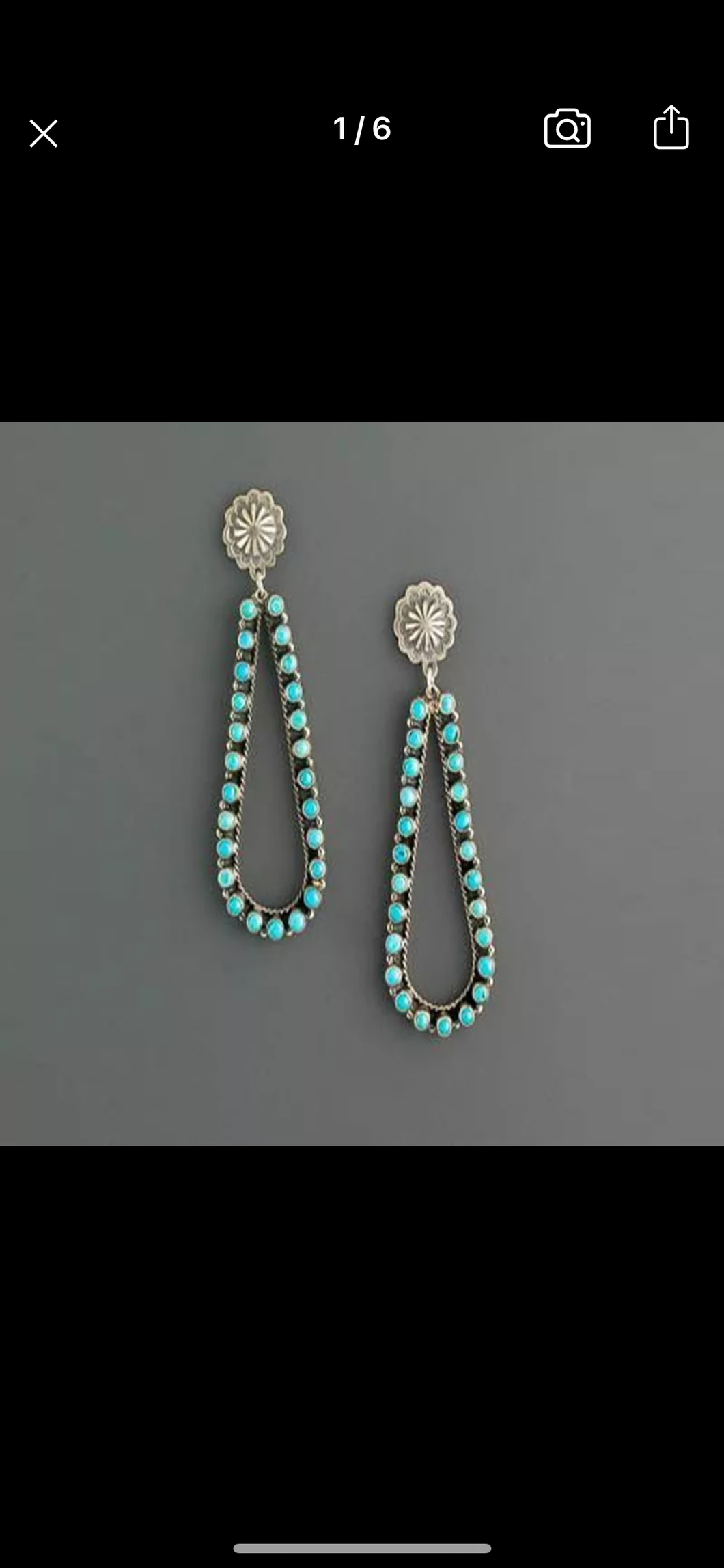 Boho flower hollow teardrop turquoise earrings