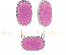 Load image into Gallery viewer, Oval(hexagon) resin druzy earring/necklace set