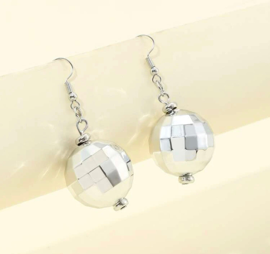 Silver ball drop earrings