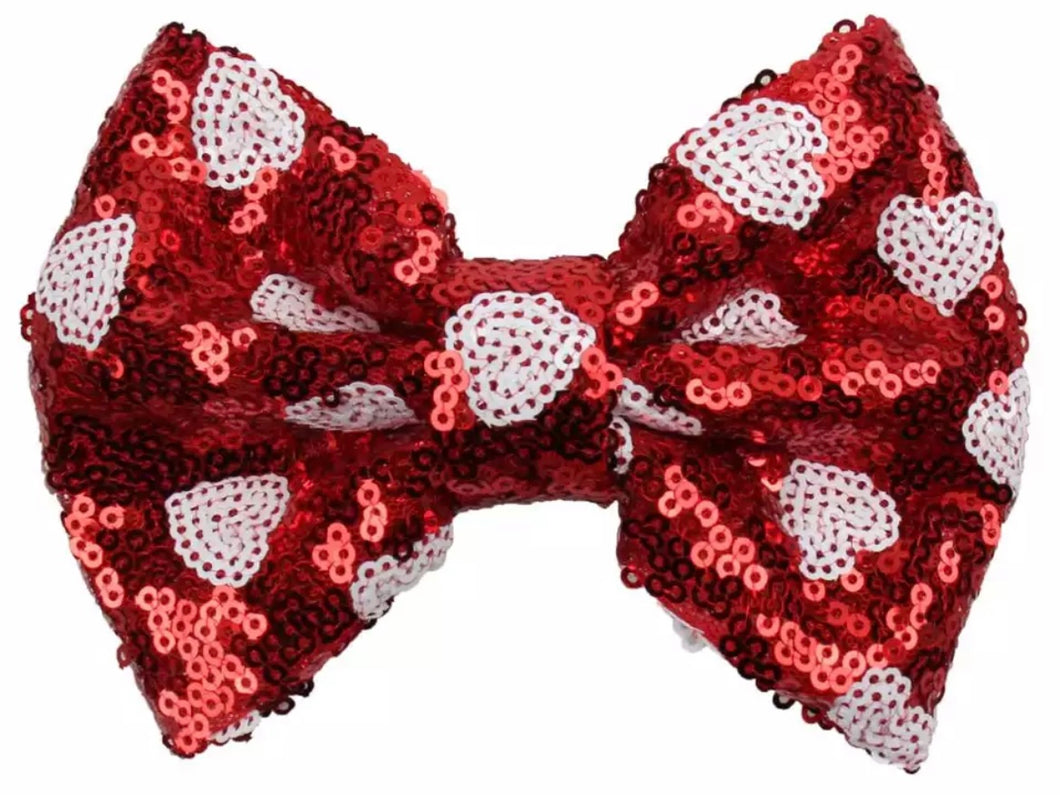 Heart Sequin 5” bow
