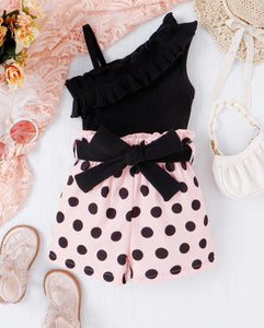 Polka dot Asymmetrical short set