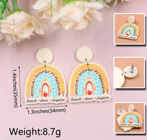 Rainbow teacher earrings