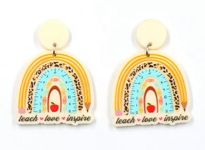 Rainbow teacher earrings