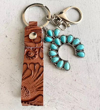 Load image into Gallery viewer, Leather  key strap with charm