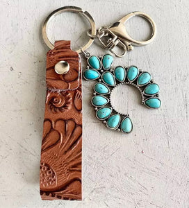 Leather  key strap with charm