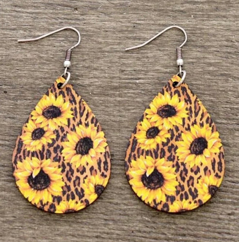 Sunflower leopard earrings