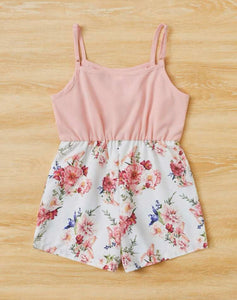 Pink Floral Ruffled Romper