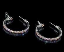 Load image into Gallery viewer, Crystal Rhinestone iridescent hoops