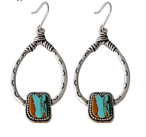 Tear Drop earring turquoise hoops