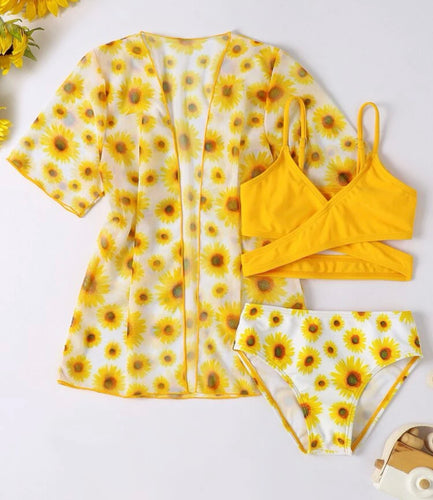 3 pc sunflower bikini set