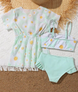 3 pc flower bikini set