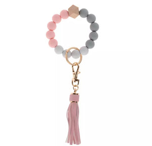 Silicone beaded key rings