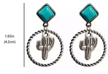 Load image into Gallery viewer, Boho silver/turquoise earrings