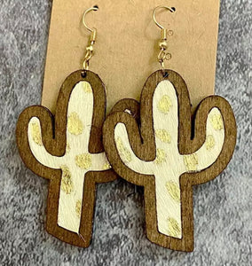 Wooden Cactus earrings