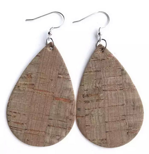 Cork raindrop earrings