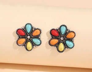 Colorful Concho blossom earrings