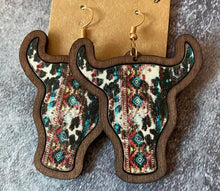 Load image into Gallery viewer, Wooden cow head earrings