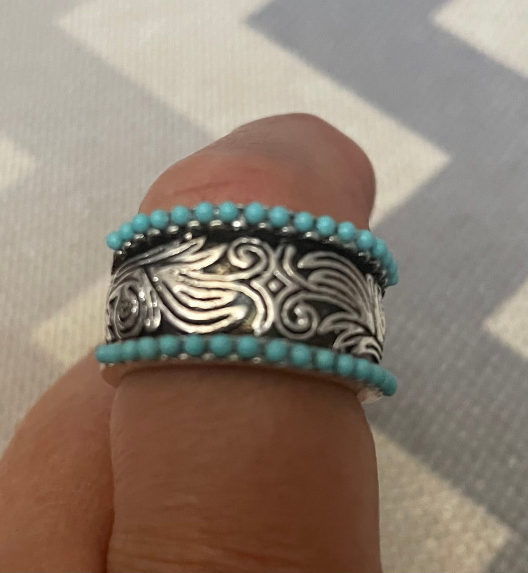 Bohemian beaded Turquoise ring