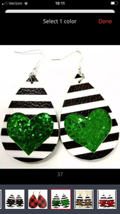 Glitter & solid heart/stripe overlay earrings