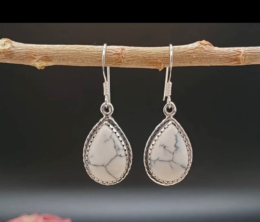 Small teardrop stone earrings