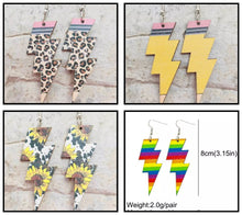 Load image into Gallery viewer, Wooden lightening bolt earrings