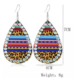 Serape/leopard teardrop earrings