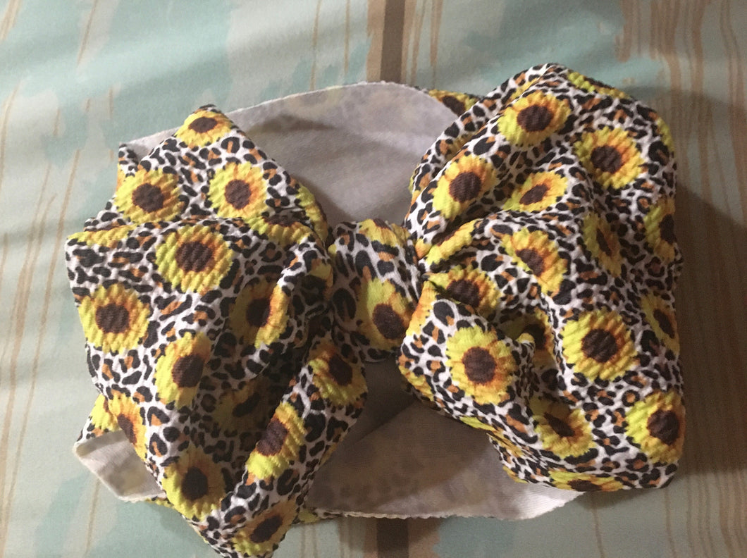 Sunflower leopard headwrap