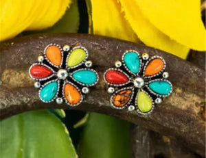 Colorful Concho blossom earrings