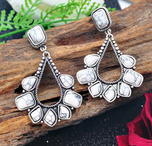 Load image into Gallery viewer, Open teardrop stone earrings