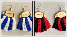 Load image into Gallery viewer, Football wooden fringe earrings