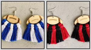 Football wooden fringe earrings