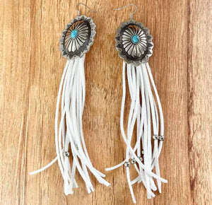 Concho fringe earrings