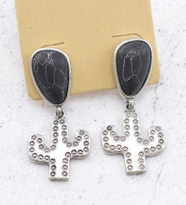 Stone post cactus earrings