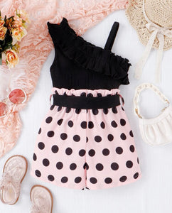 Polka dot Asymmetrical short set