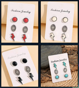 Stone trio earrings