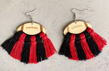 Load image into Gallery viewer, Football wooden fringe earrings