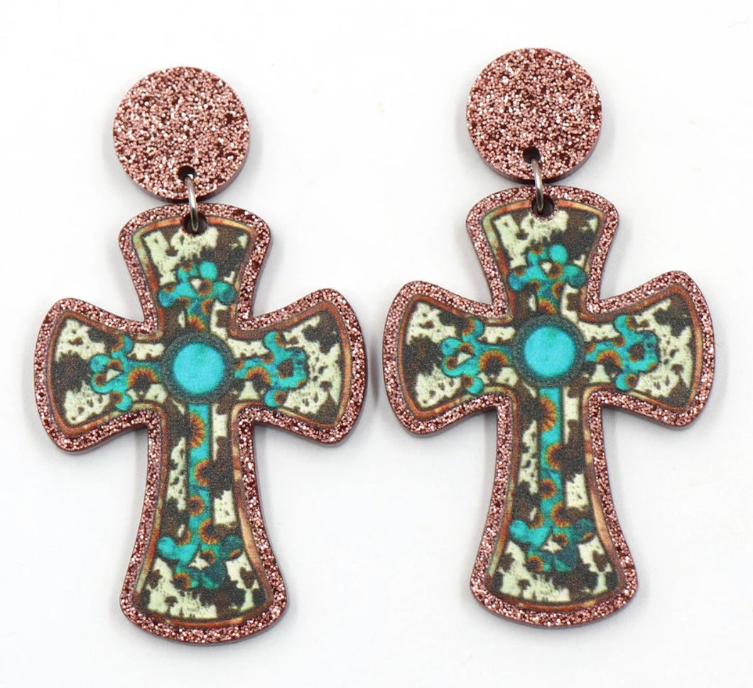 Western Turquoise Coss earrings