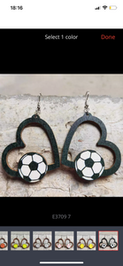 Wooden cutout sport heart earrings