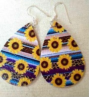 Load image into Gallery viewer, Teardrop sunflower earrings