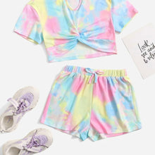 Load image into Gallery viewer, Front tie tye dye short outfit