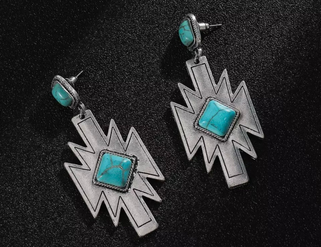 Aztec turquoise earrings